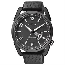 Image of sort rustfri stål quartz med Eco-Drive Herre ur fra Citizen, AW0015-08EE